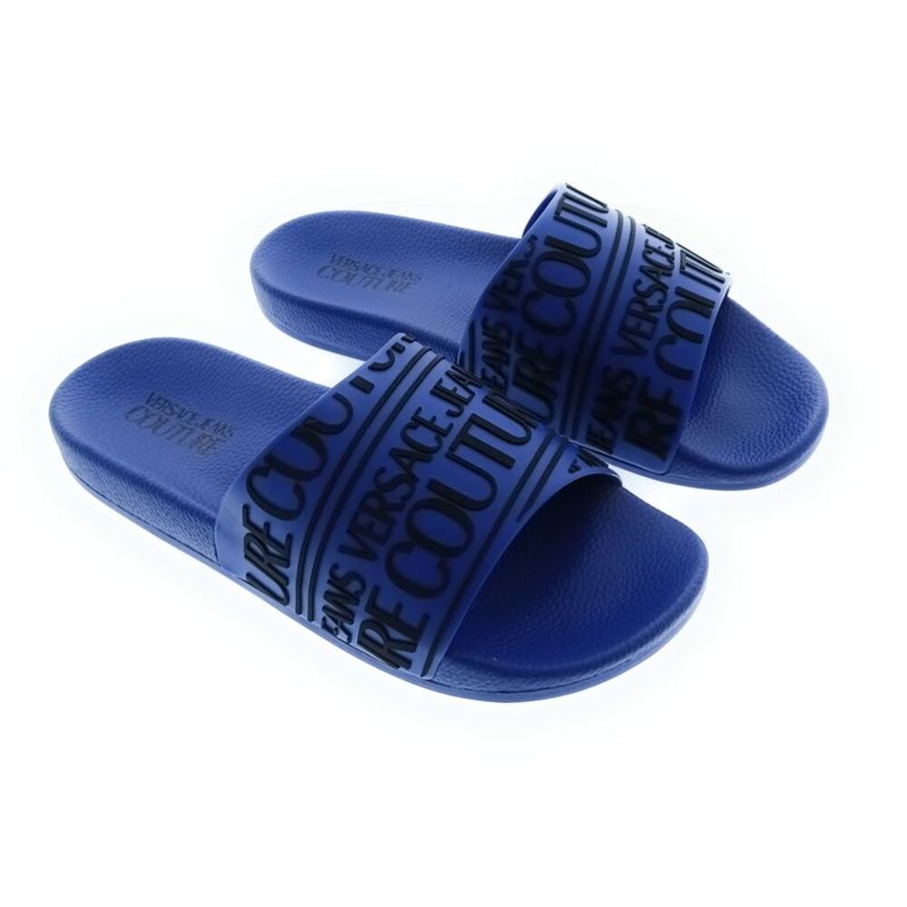 Versace Jeans Couture Blue Signature Script Pool Slide-